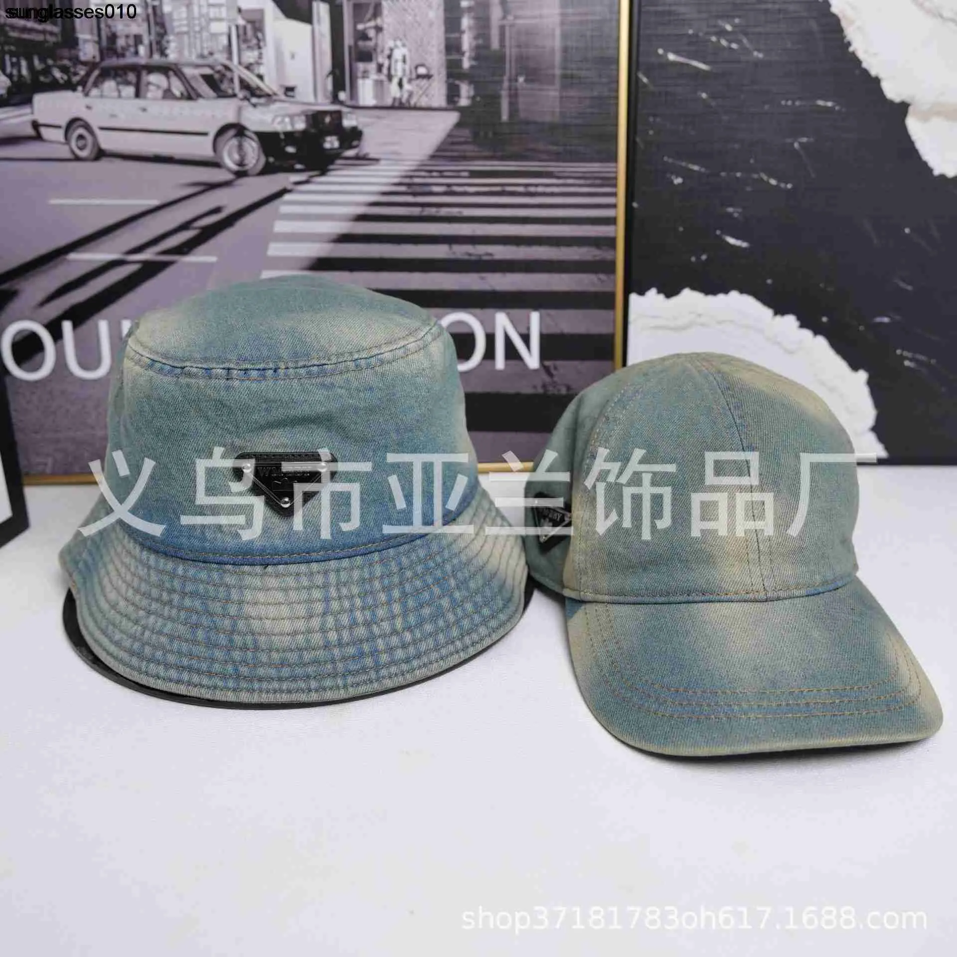 23 year new washed denim fisherman hat basin hat small face inverted triangle logo casual versatile fashion hat