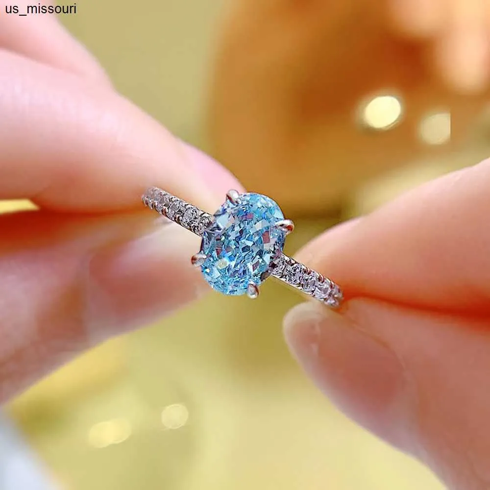 Designer Ring In Sterling Silver With Aquamarine Lab Diamonds_voghion.com