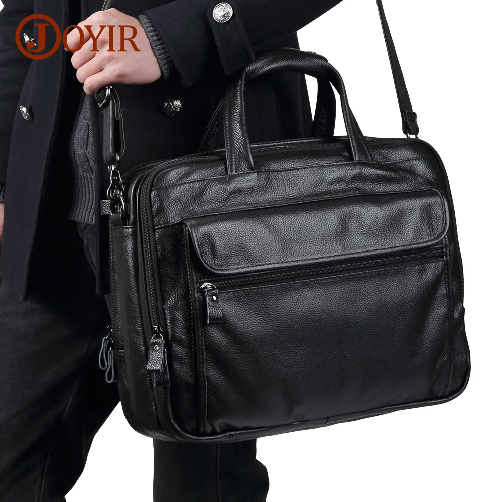 Maletines JOYIR Maletines para hombres Bolso de cuero genuino 15.6 "Bolso de mensajero para computadora portátil para documentos Bolso para hombres Business 230520