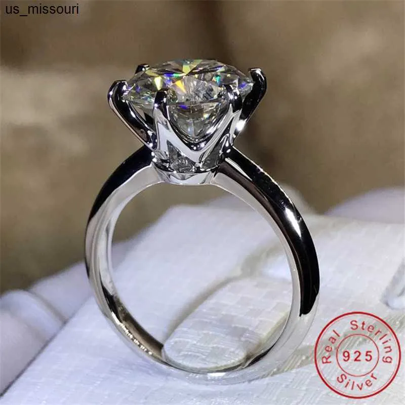 Bandringe Solitärring mit 15 Karat Labordiamant, 100 % Original, 925er Sterlingsilber, Verlobung, Hochzeit, Bandringe für Damen, Brautschmuck, J230522