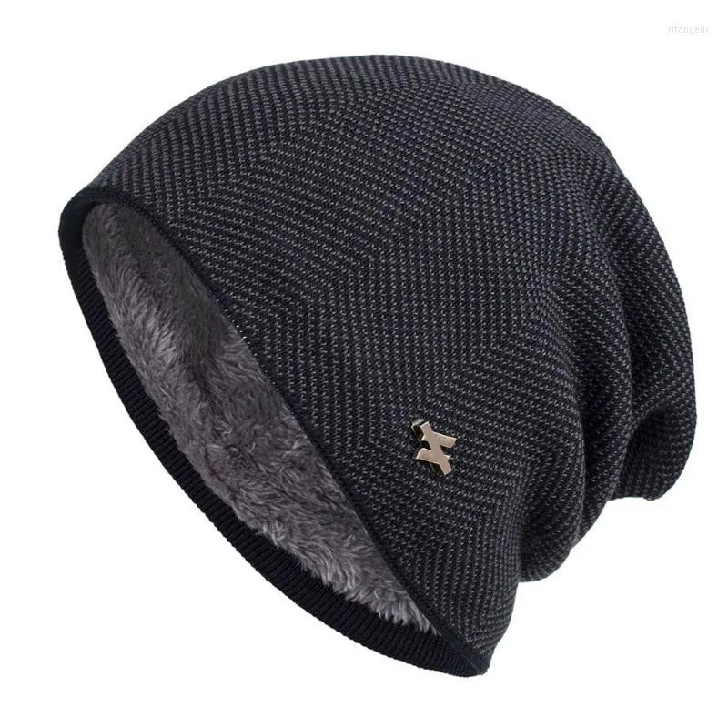 Berets Plus Velvet Head Cap محبوكة سميكة دافئة ومريحة للرجال الشتاء في الهواء الطلق nin668berets