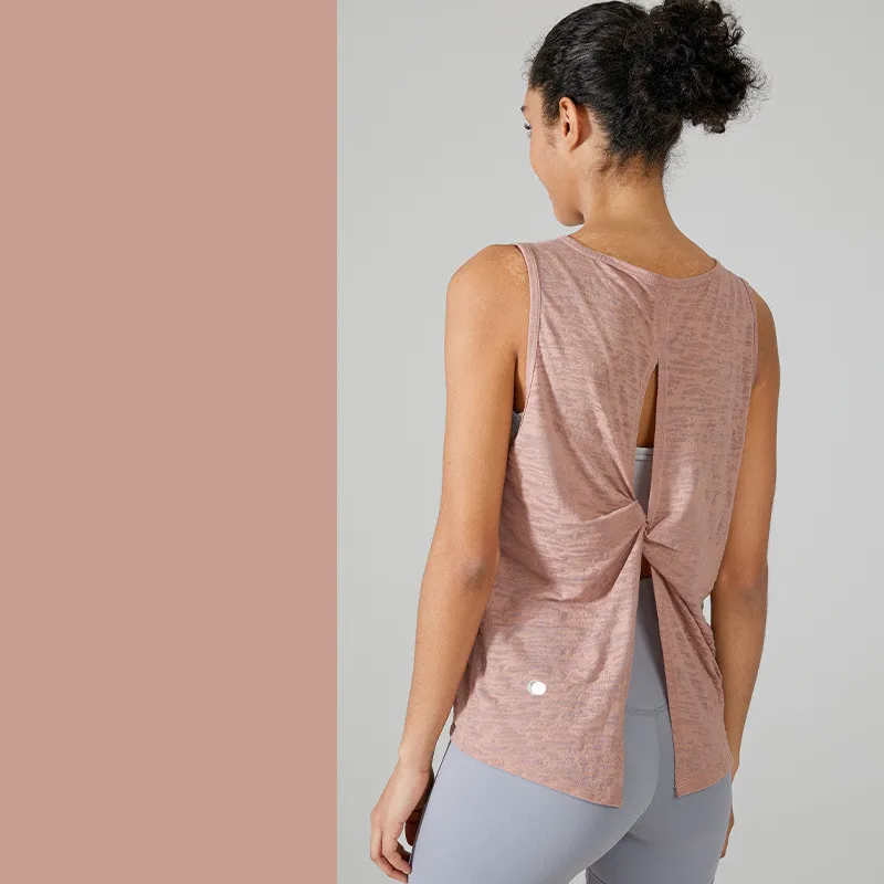 LL Damen Yoga-Oberteil, ärmellos, für Damen, Fitnessstudio, T-Shirt mit Rundhalsausschnitt, Workout, lässig, Sommer YB186