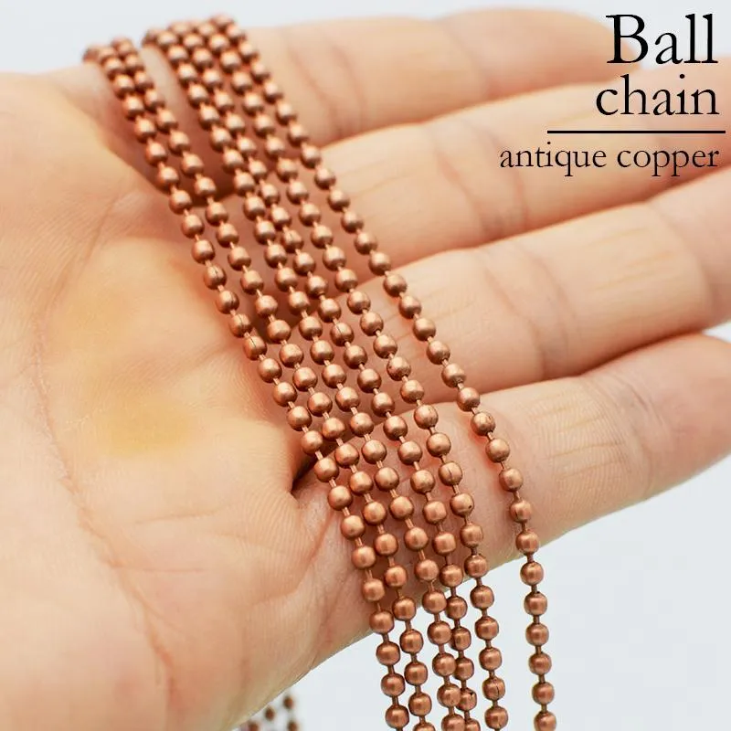 Colliers 50 pièces 24 30 pouces chaîne à billes en cuivre antique 2,4 mm 1,5 mm collier de perles argent or bronze bronze noir pour la fabrication de bijoux