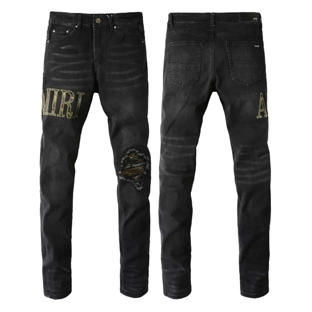 AM Designer Mens Denim Jeans Pants For Men With Embroidered Black Holes And  Elastic Slim Fit 614 Dist Amirlies Amis Amiiri 5G1C From Aaa_luxury05,  $42.14