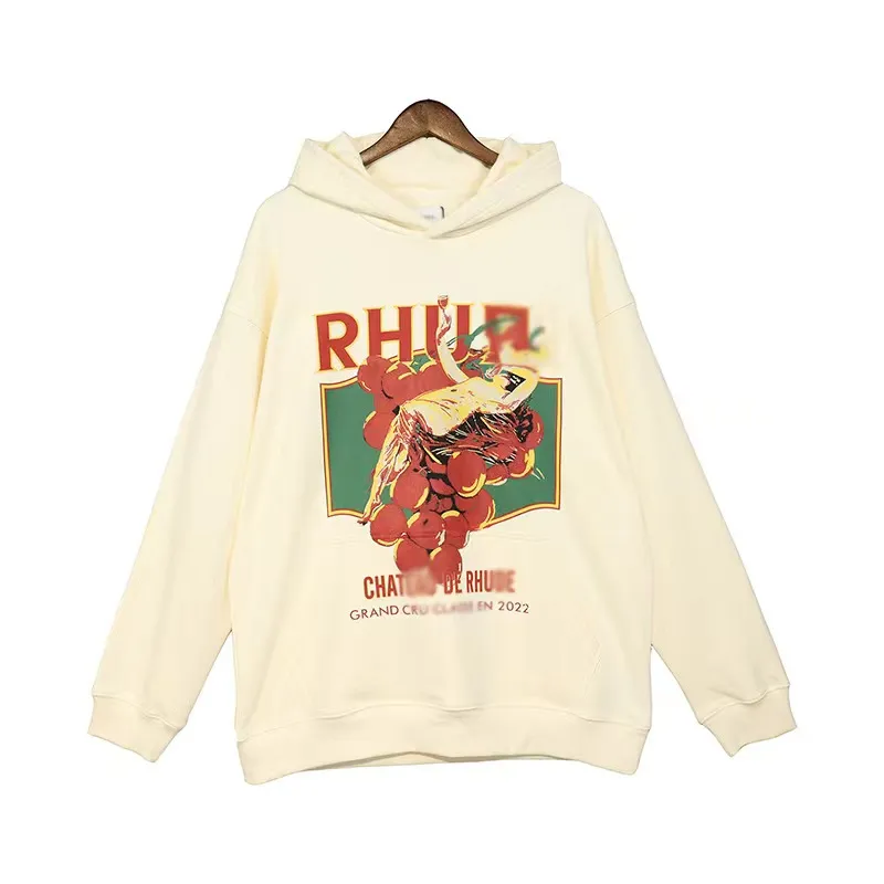 Rhude hoodies herr designer hoodie mode hooded tröja mörk high gata finger blixt graffiti handdrawn womens hoodie varm lös svart huvtröja herrkläder