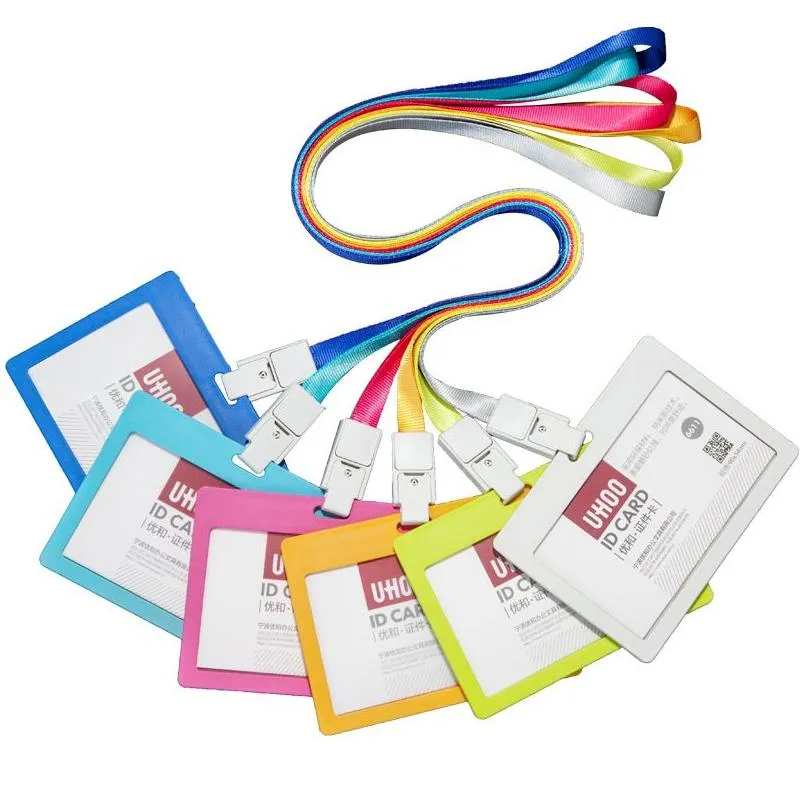 Partybevorzugung 5 Farben Plastikkartenhalter Farbe Student ID Aufbewahrungstasche Tal Büroarbeitskarten mit Lanyard Drop Lieferung Hausgarten F Dh3Vb