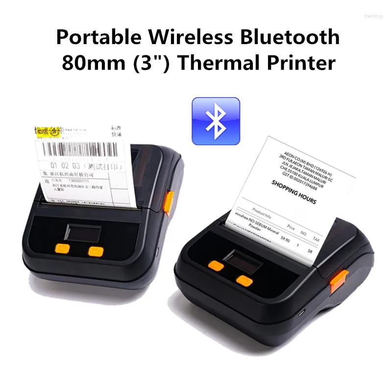 Supermarket Catering Retail streckkod Prislapp POS -faktura Kvitto USB Portabel trådlös Bluetooth Mini 80mm termisk skrivare