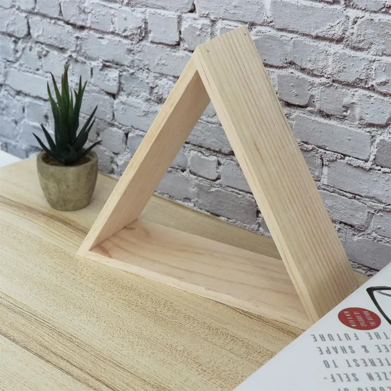 Storage Bags 1PC Pine Wall Bookshelf Hanging Rack Triangle Display Mount Shelf