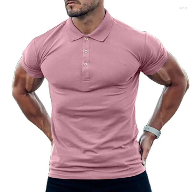Polo's van heren van hoge kwaliteit heren Summer Solid Color T-shirt Multi-knop katoen met korte mouwen Polo shirt Casual Fashion Top