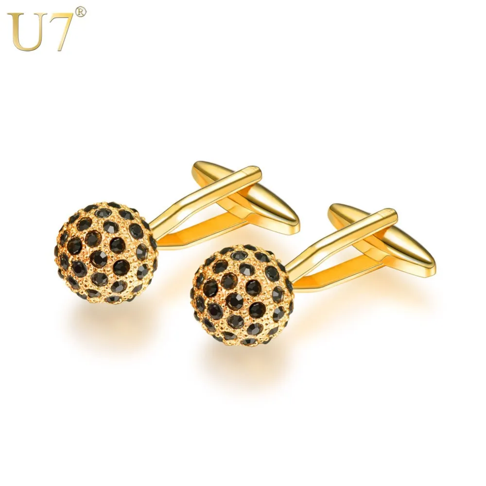 U7 Black Crystal Microphone Men's Cufflinks Wedding Jewelry Accessories Gift Button Gold/Silver Color Cuff Links For Mens C1005