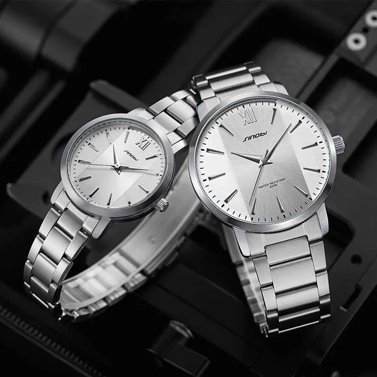 Sinobi Couple Men # 039; s Fashion Minimalista Business Bracciali in acciaio inossidabile Band Watch Quartz 9819 Luxury Brand orologi mens love clock