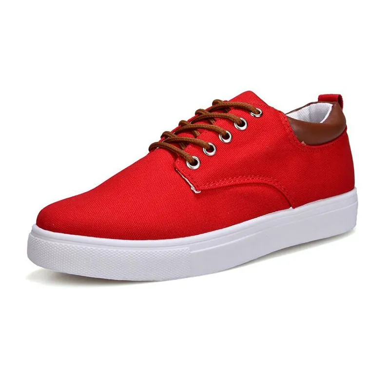 Red colour store branded shoes