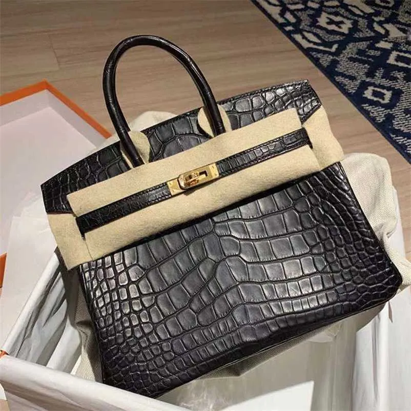 Bag Crocodile Platinum Tote 2024 Pattern Women's Cowhide Large Commuter Bridal One Shoulder Crossbody Handbag