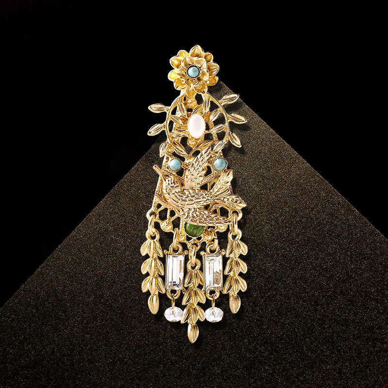 Broches Broches Rétro Baroque Oiseau Gland Perle Broche Palais des Femmes Luxe et Emblème Métal Exquis Corset Serré Ensemble de Bijoux Ofice pour Femmes G220523