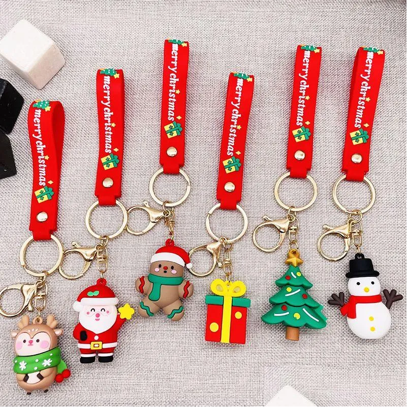 Keychains lanyards Sile Santa Claus Cartoon Kerst Keychain Hanger Bag Pol Kijk Kerstmas cadeau Drop Delivery Fashion Accessorie Dhh0h