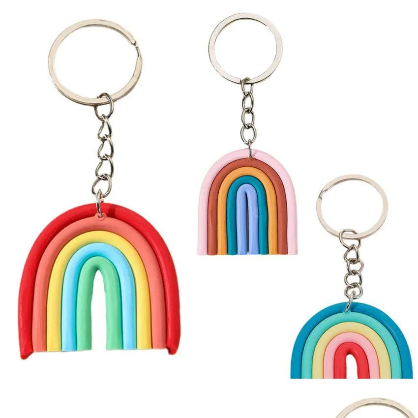 Keychains Bedanyards Rainbow Keychain Cartoon Bag Decoration Pinging Keyring 3 Cores Drop Deliver