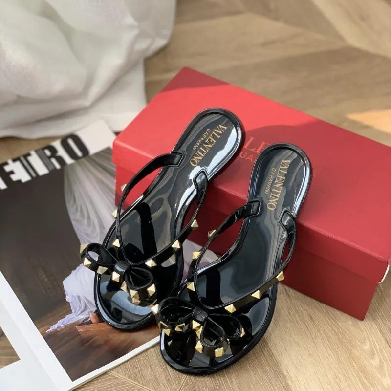 Multi-color women's sandals rivet bowknot flat slippers sandals rivet girls' shoes new arrival jelly platform slippers ladies 35-42