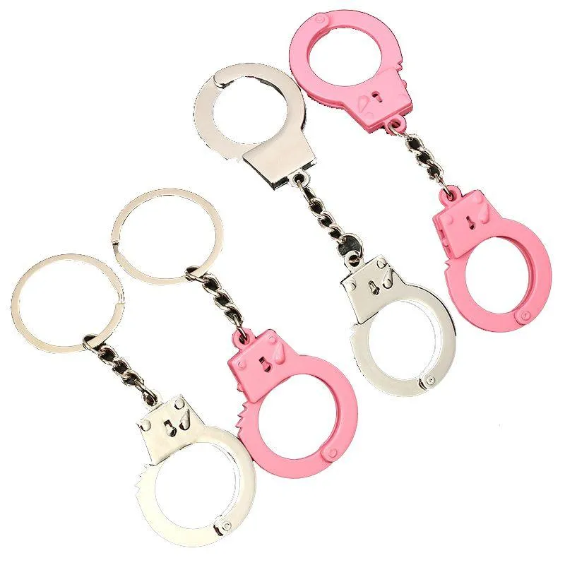 Keychains Lanyards Creative Simation Handcuffs Keychain Metal Bag Pendant Keyring Drop Delivery Fashion Accessories Dhqh9