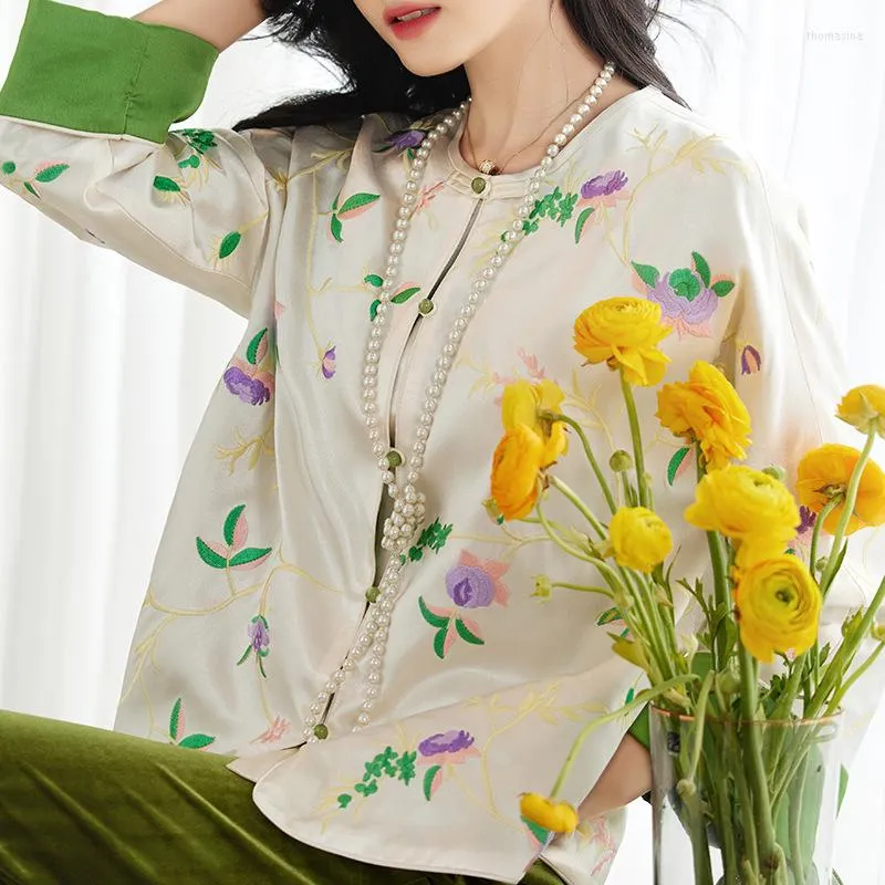 Ethnic Clothing Spring Summer Chinese Style Tang Suit Jacket High-end Retro Rayon Embroidery Design Lady Top S-XXL