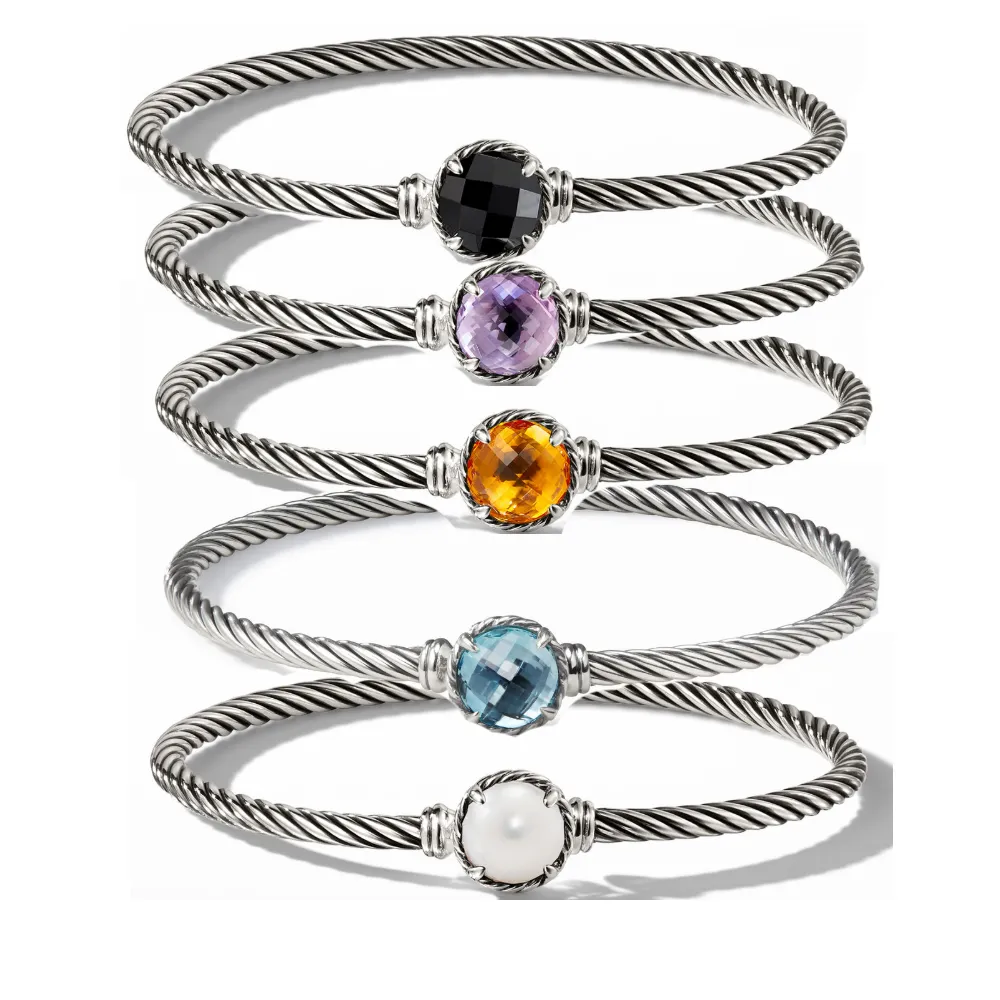 Bracelet Dy Luxury Designer Twisted Women Fashion Versatile Twist Bracelets Jewelry Platinum Plated Wedding Gifts 3MM 17cm 19cm Bracelet