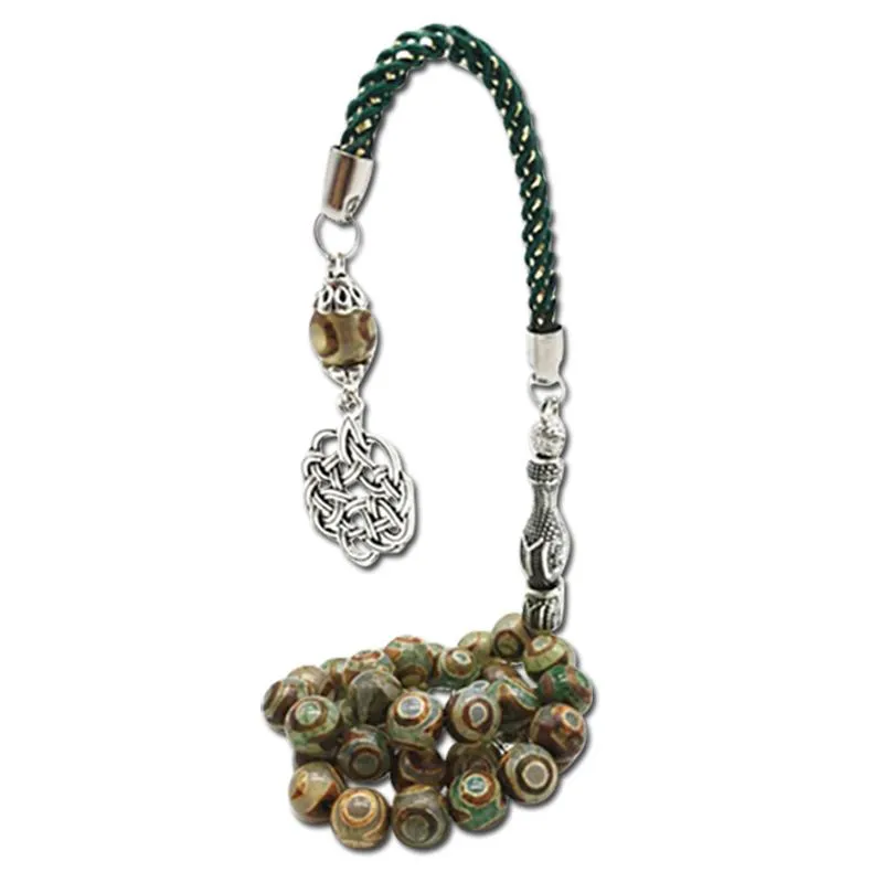 Bracelets Yeux verts naturels Agates pierre Tasbih musulman islamique misbaha cadeau pour Eid homme bracelet 33 66 99 perles de prière chapelet en pierre