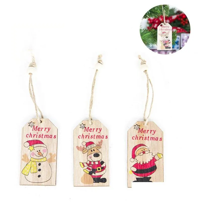 Christmas Decorations Tree Decoration Wooden Pendant Creative Snowman Elk Cartoon Pendants Tag Ornaments Drop Delivery Home Garden F Dh5Zl