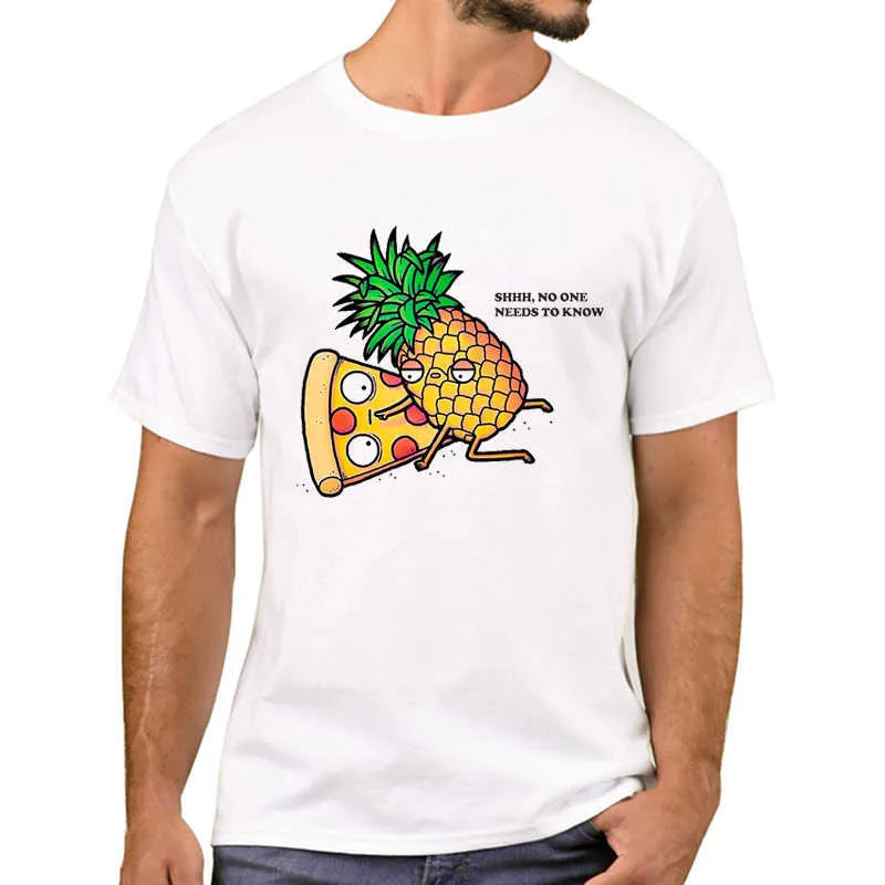 Herren-T-Shirts TEEHUB Pizza And Pineapple No One Needs To Know Bedrucktes Herren-T-Shirt Forbidden Love T-Shirts Kurzarm-T-Shirts Cooles T-Shirt Z0522