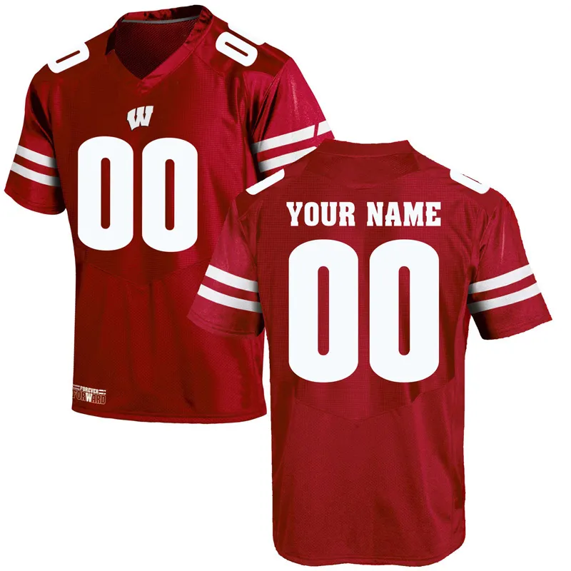 Custom Wisconsin Badgers Jerseys Personalize Men College College Red White US Sland Fashion Tamanho adulto futebol americano Use camisa costurada