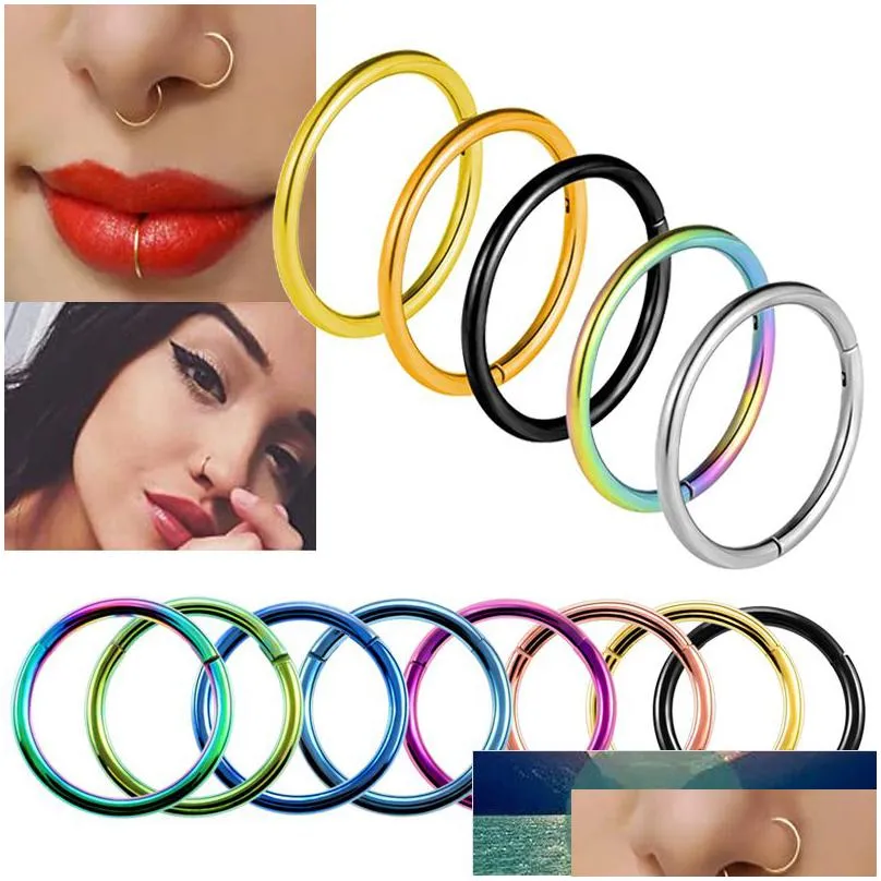 Nez Anneaux Goujons Chirurgical Titane Articulé Segment Anneau Ouvert Petit Septum Piercing Boucles D'oreilles Femmes Hommes Oreille Corps Bijoux Fait Dhgarden Dheru