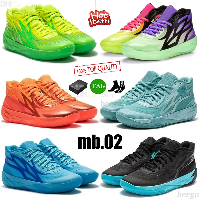 Morty Lamelo Ball MB 2 02 Basketbalschoenen Honeycomb Phoenix fenomeen Rick Flare Lunar Jade Blue Man Trainers sneakers