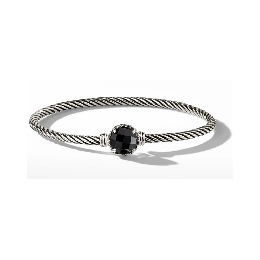 Bracciale Dy Designer di lusso intrecciato Moda donna Versatile Nero Onxy Braccialetti intrecciati Gioielli Placcato platino Regali di nozze Bracciale 3MM 17cm 19cm