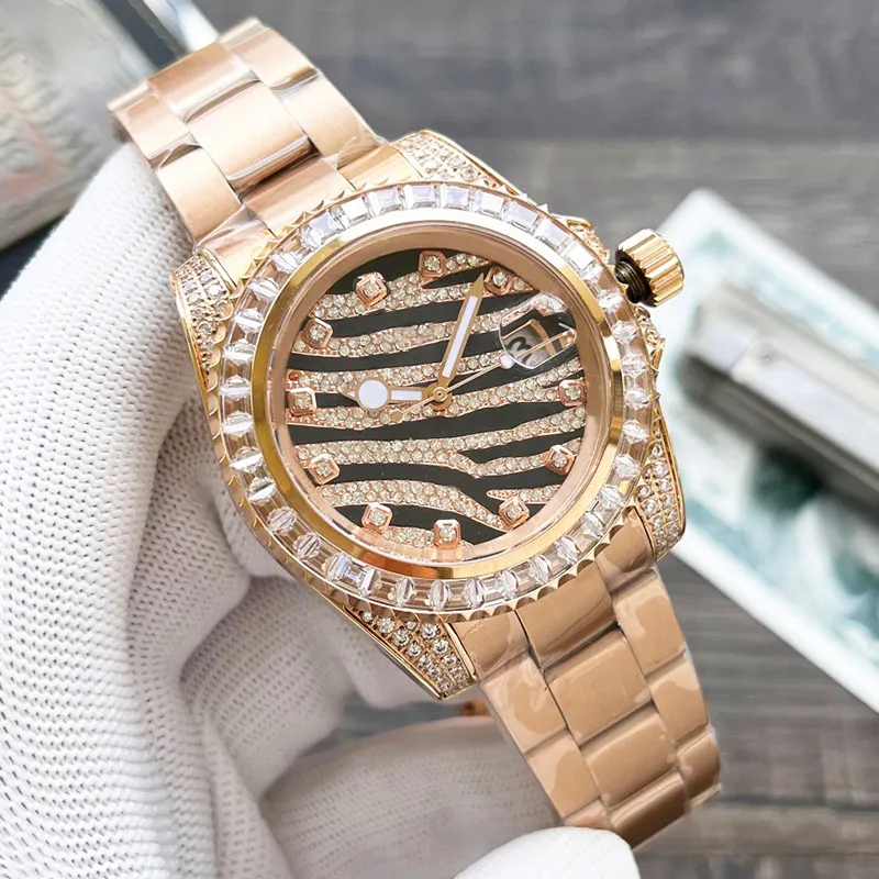 Estuche con reloj de diamantes Relojes de movimiento mecánico automático para hombre Relojes de pulsera de zafiro de 40 mm para mujer Relojes de pulsera luminosos a prueba de agua Montre De Luxe