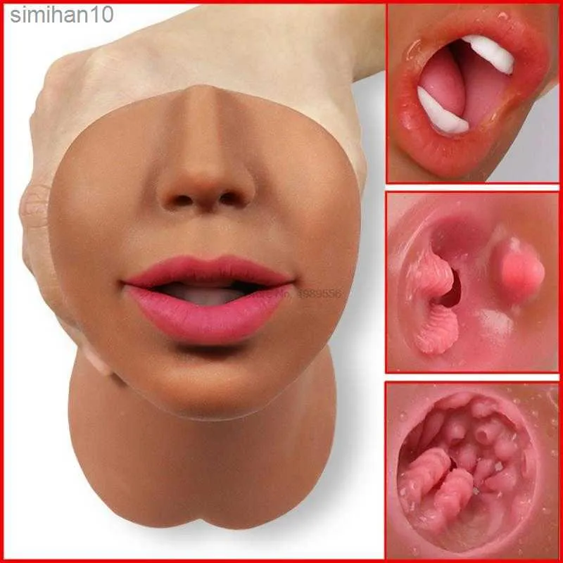 マスターベーター3 in 1男性マスターベーターシリコン膣本物の猫を開いた口歯現実的なセックス深い性玩具