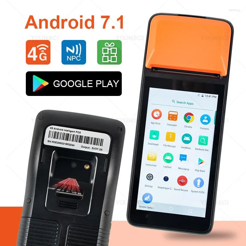 Android7.1 Handheld Pos PDA PDA Yazıcı Termal Bluetooth 58mm Makbuz Faturası WiFi NFC 1D Barkod Tarayıcı Mobil Sipariş Aygıtları