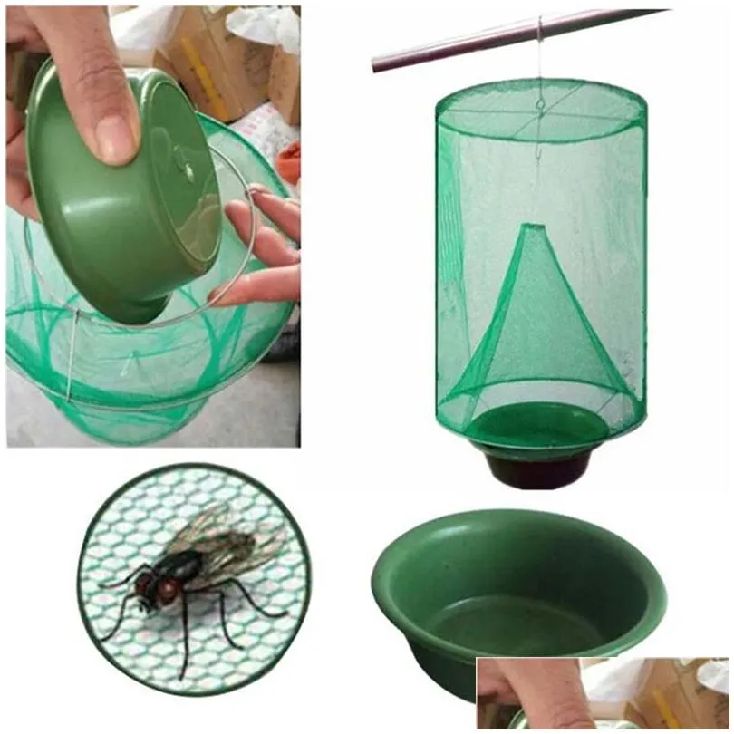 Pest Control Fly Kill Trap Tools återanvändbar hängande catcher flytrap Zapper Cage Net Garden Supplies Drop Delivery Home Hushåll Sundri Dhha8