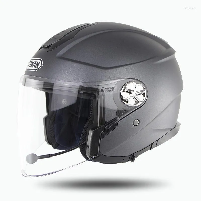 Casques de moto Casque d'écouteurs Bluetooth pour hommes et femmes Double lentille Safe Half ECE Standard