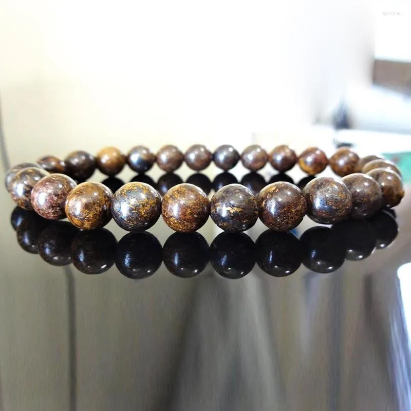 Strand MG1200 8mm Genuine BRONZITE Bead Bracelet For Men Stone Handmade Beaded Braceelt Mala Energy