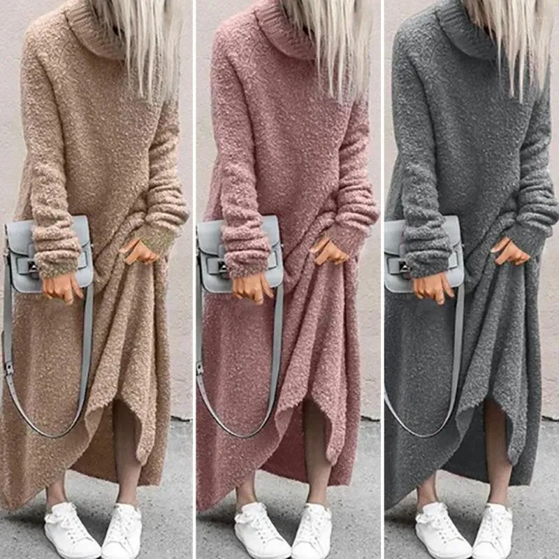Casual Dresses Cold Resistant Soft Autumn Winter Plus Size Warm Oversized Long Dress Daily Clothing