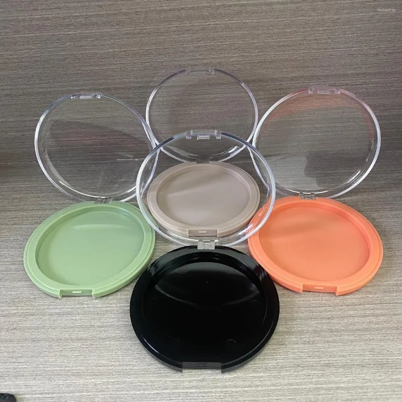 Storage Bottles Empty 82mm Inner Diameter Black Skin Color Transparent Cap Chest Paste Round Box Single-layer Nail 24pcs