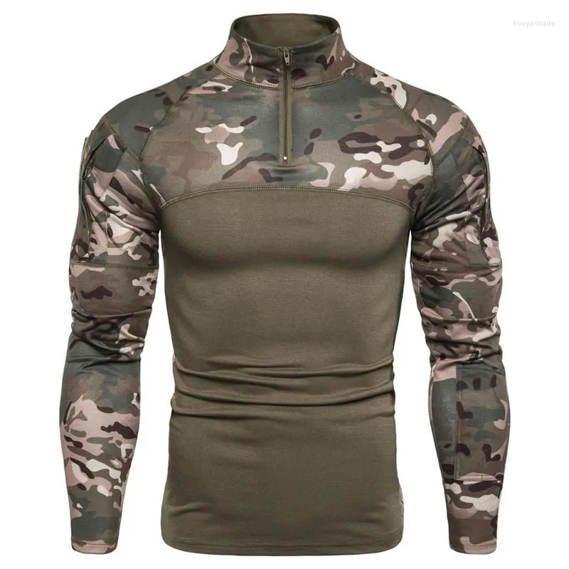 Men's T Shirts Fashion Outdoor Military Training Tops Men's Fitness T-shirt Sports Running Long Sleeve Camouflage Shirt Tights Men