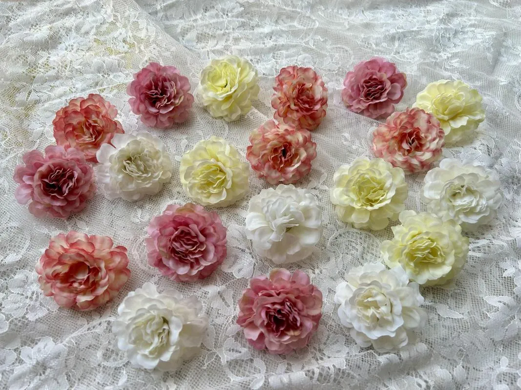 Flores decorativas 6 cm de peônia artificial de seda de seda