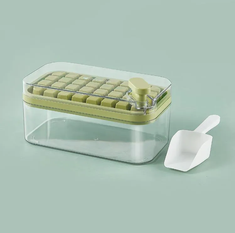 Ice Cube Maker With Storage Box Silicone Press Type Ice-Cube Makers Ice Tray Making Mould For Bar Gadget Kitchen Accessories SN4156