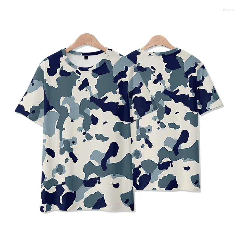 Heren t shirts 3d camouflage effect zomer korte mouw losse shirt ronde nek half Koreaanse jeugdstudenten kleren trendy t -shirt