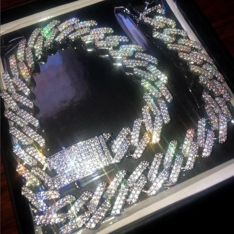 Bransoletki 2020 lodowe utwardzone krinność złota srebrna pełna miami kuszysta łańcuch cZ Bling Naszyjniki dla mężczyzn biżuterii Hip Hop