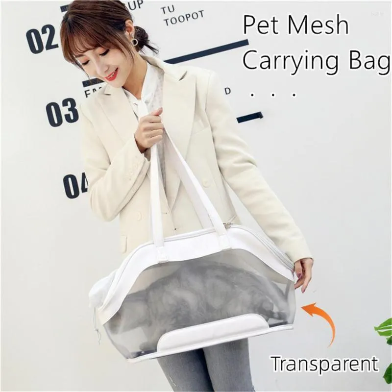 Cat Carriers Hanpanda Outing Breathable Open Carrying Bag Large-capacity Transparent Mesh Colorful Laser Nylon Durable Pet Travel Handbag