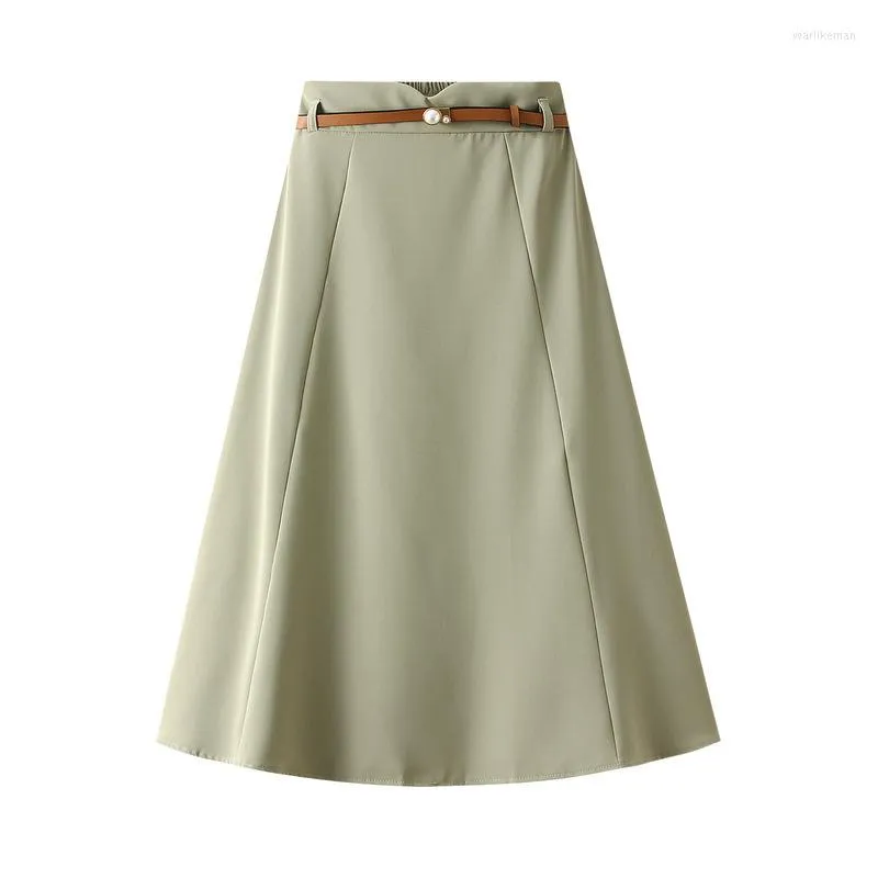 2023 Spring Simple Fashion A Line Half Length Dress With Belt And