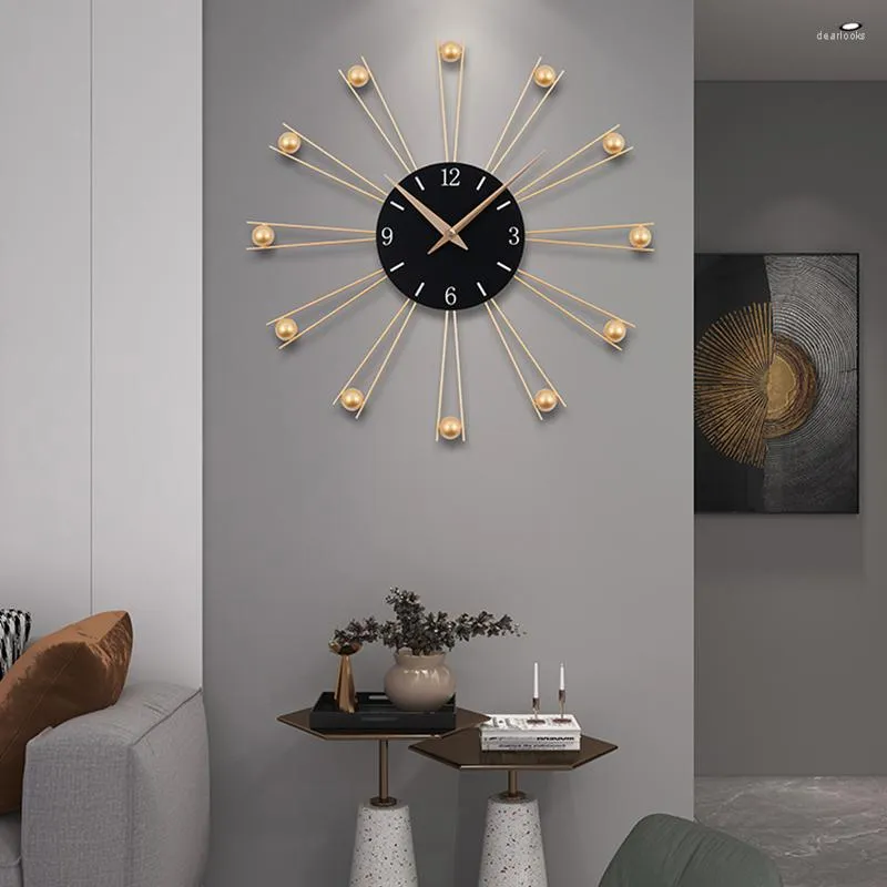 Väggklockor runt köksklocka modern design lyx tyst 3d metall nordisk kreativ reloj de pared rum dekorarion