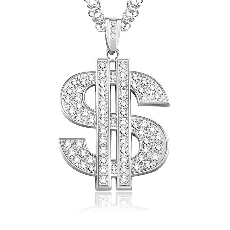 Hänge halsband mode diamant dollar halsband kreativ metall party dekoration hip hop hantverk smycken tillbehör släpp leverans pe dhawm