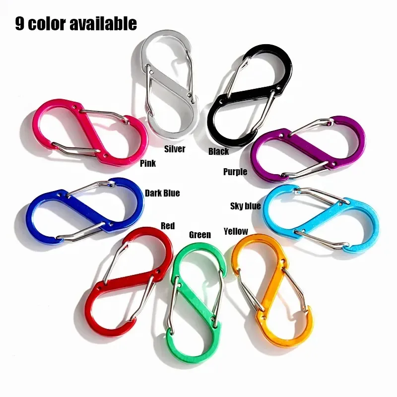 51x23mm Büyük Anahtarlık Çok Fonksiyonlu Anahtar Yüzük Açık Araçlar Kamp S-Tipi Toka 8 Karakterler Quickdraw Carabiner E0525