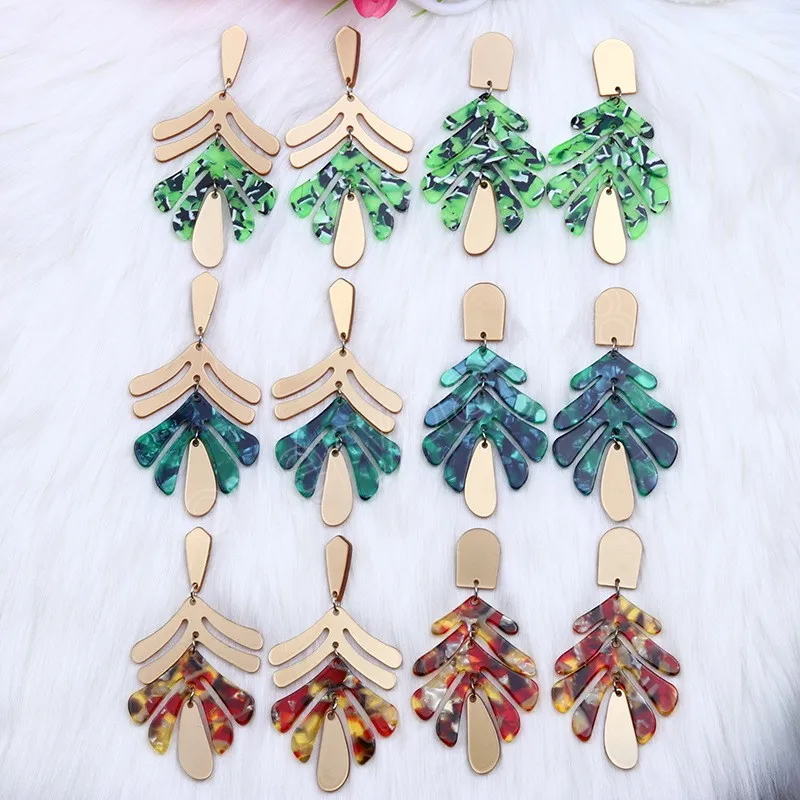 Vintage Boho Plant Plant Acryl Leaf Drop For Women Proste bohemian letnia biżuteria prezenty Bijoux